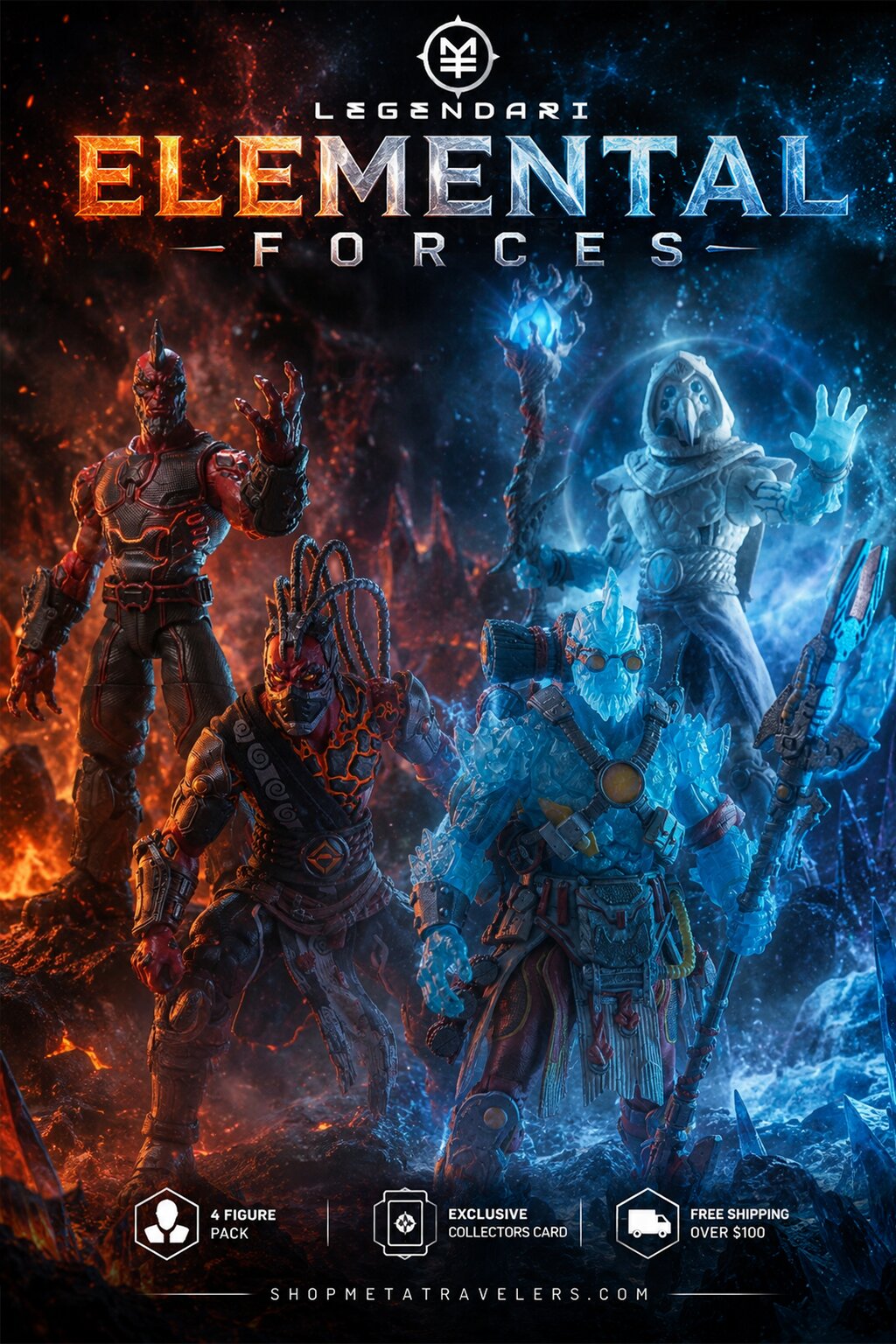 Elemental Forces Collection — Fire and Ice Legendari 4-Figure Pack